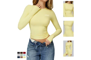 Custom Women Yoga Long Sleeve Top High Impact Fitness Workout Pilates Running Sports Activewear