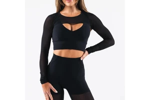 Custom High Quality Quick-Drying Workout Yoga Short Sleeve Hollow Tight Shockproof Sports T-Shirt Gym Running Fitness Sports Top