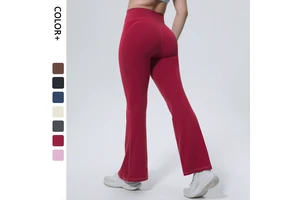 Breathable Sports Running Flared Pants Trousers Elastic High Waist Yoga Leggings for Women