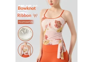 Sexy Slim-fit Breathable Yoga Vest Women's Spandex/Nylon Elegant Fitness Yoga Clothes Outerwear Strappy Printed Sports T-shirt