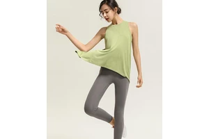 Sleeveless Leisure Workout Tops Back Open Quick Dry Soft Training High Elastic Gym T-shirts for Women Knitted 100% Cotton Casual