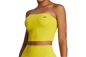 High Elasticity Soft Breathable Medium Support Spandex/Nylon Sports Bra for Yoga & Outdoor Fitness with Removable Chest Pad