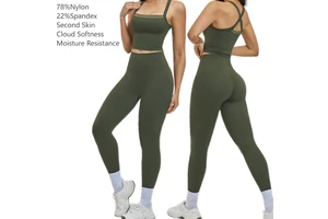 X Back Tank Crop Top High Waist Leggings Two Piece Set Breathable Recyclable Women Athletic Active Wear Summer Ropa De Mujer