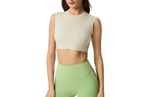 Short Round Neck Yoga Vest for Women With Nude Feeling Light Breathable Sleeveless Pilates Fitness Sports Top