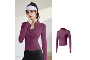 Women's Long Sleeve Zipper Sports Fitness Jacket Quick Dry Autumn Winter Workout Tops for Running Yoga Ladies' Outer Wear