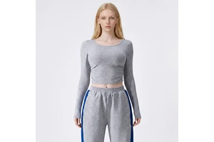 Spring Brushed Tight-Fitting Long-Sleeve Yoga Shirt Casual Running Sports Breathable Spandex/Nylon Solid Fitness Top Women