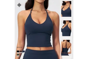 Women Wear a Sports Vest with a V-neck and a Chest Cushion for Slimming Women Wear a Yoga Top Over a Vest