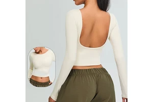 Sexy Backless Quick Dry Gym Deportes Activewear Yoga Bra Top Outdoor Sports Workout Running Fitness Long Sleeve Top for Women