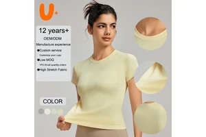 Wholesale Quick Drying Women Round Neck Yoga t Shirt Running Fitness Training High Elastic Breathable Yoga Crop T Shirt