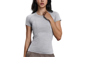 CIYING Women's Casual Lightweight Sports Short Sleeve Gym Fitness Wear Quick Dry Crew Neck Seamless Yoga Top Short Sleeve