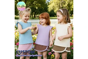 Certified Round-neck Sleeveless Top Yoga Skirt-pants Solid-color Children's Summer Sets Kids' Yoga Sets