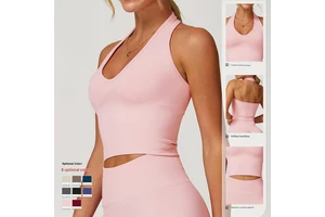 Lanyu Halterneck Beautiful Back Yoga Bra European and American Seamless Sports Bra Women's Summer Shockproof Fitness Top