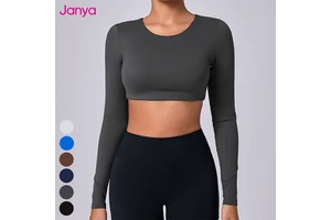 Women's Removable Pads Long Sleeved Quick Drying Sport Clothing Sexy Sportswear Fitness Tight Wear Pilates Running Yoga Crop Top