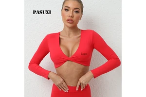 PASUXI Wholesale Moisture Wicking Nude Yoga Long Sleeve T-Shirt Women Fitness Activewear Workout Top Women Gym Yoga Clothing