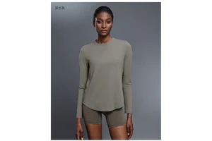 2026 Fall Round-Neck Yoga T-Shirt Regular Fit Breathable Lightweight Slimming Fitness TopCasual Versatile Long-Sleeve Women's