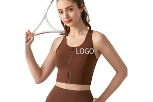 High Quality Women's Fitness Gym Tank Top Lightweight and Breathable Yoga Wear Tights with Zipper Anti-Sagging Sports Bra