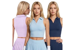 Wholesale Polo Neck Cropped Tennis Women'S Tank Tops Custom Logo Sleeveless Yoga Bras
