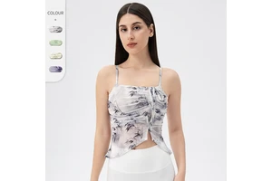 Women's Slim Fit Yoga Vest Breathable Dance Pilates Fitness Top Strapless Spandex/Nylon High-Waisted Drawstring Closure Solid