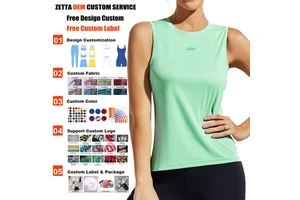 Manufacture Women Clothing Custom Logo Crew Neck Slim Running Tank Top Breathable Lightweight Sweat Wicking Gym Yoga Vest