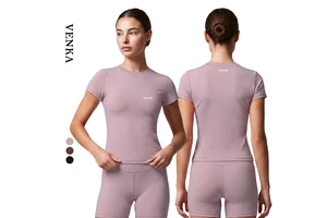 Women Quick Dry Fitness Tank Top Slim Fit All-Match Athletic Wear Regular Shoulder Design Round Neck Ladies Sports Yoga T Shirt