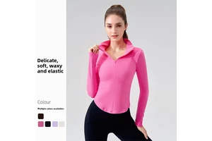 Stand Collar Thin Zipper Breathable Yoga T-Shirt for Women Slim Fit Gym Wear Workout Sports Bra Top Yoga Jacket