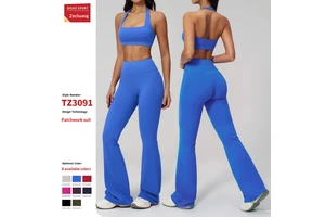 Halter Solid Spandex/Nylon Yoga Suit Tight Backless Quick-drying Fitness Clothing High-intensity Sports 2-Piece Set Women