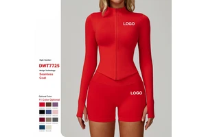 Stand Collar Zipper Long Sleeve Yoga Jacket Customizable High Quality Women Tight Quick-Drying Yoga Clothing Fitness Sports Top