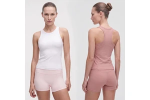 Women's Bare Feel Long Sleeveless Sports Tank Quick Dry Breathable Back Cutout Running Yoga Casual Top