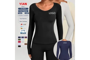 Autumn Winter V-Neck Plus Size Yoga Tops Long Sleeves Quick Dry Yoga Sports Shirts Outdoor Casual Running Fitness Tops