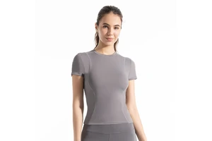 Wholesale Women Slim Fit Seamless Yoga Shirt Naked Feel Soft Round Neck Short Sleeve Athletic Top Quick Dry Workout Pilates Tee