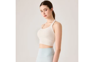 Women's High-Elastic Slim-Fitting Yoga Top Racerback Large Back Exposure Twisted Knot Design Spandex/Nylon Material Quick Dry