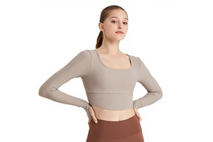 Women's Yoga Clothing Long Sleeve Chest Pad Autumn Winter New Tight Top T-shirt Sports Running Training Fitness Front