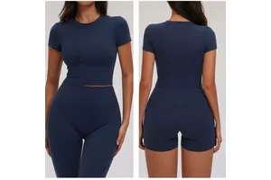 Women's Plus Size Sports Running Top Solid Brushed Fitness Yoga T-Shirt Front Short Sleeved Tight Fitting Wholesale Clothes