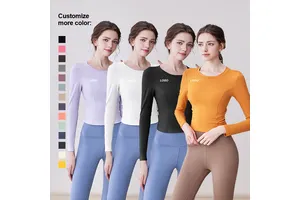 Women's Long Sleeve Tight-Fitting Slimming Yoga Top with Sweat-Wicking Spandex/Polyester for Running Fitness