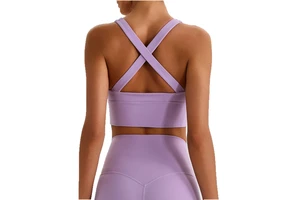 Workout Tank Top Cross Back Athletic Yoga Stretchy Pilates Breathable Active Sweat-Wicking Cropped Top Running Sports Quick Dry