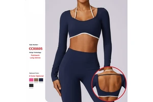 Naked Feeling Backless Quick-Drying Sportswear Long Sleeve T-Shirt Top Running Sports Gym Workout Yoga Clothes for Women