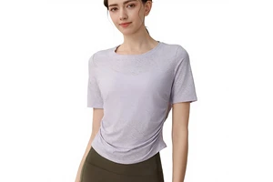 New Nylon Double-sided Sports Top Short-sleeved Women's Slim-fit Breathable Yoga Suit Professional Running Training Fitness Set
