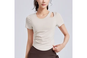 Women's High-quality Slim Fit Yoga Short Sleeves Built-in Bra Pads Sweat-Wicking Spandex/Polyester Sports Fitness Running Tops