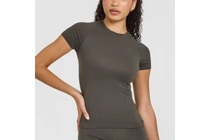 Winter Anti-UV Quick-dry Long-sleeve Yoga Shirt High-intensity Pilates Top Running Sport Fitness Front Logo