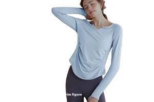 Women's Slimming Long Sleeve Yoga Top for Spring Autumn Quick-Dry Fitness Training Cover-Up for Pilates & Running Adults' Front
