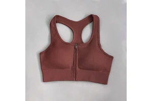Professional Women's Yoga Vest Breathable Spandex/Nylon Sleeveless Front Zipper for Outdoor Sports Fitness