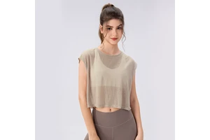 Polyester Wholesale Women's Summer Yoga Tank Top Hollow-out Breathable Sleeveless Short Loose Fitted Running Sports Fitness Top