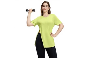 Plus Size Short Sleeve Women's T-Shirt Loose Fit Figure-flattering Yoga Wear Blouse Mesh Breathable Hip-covering
