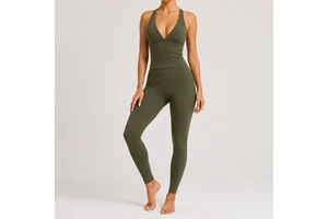 Oem Service Women's Deep V Neck Yoga Tank Top with Built-in Support Body-Contouring 4-Way Stretch Moisture-Wicking Workout Cami