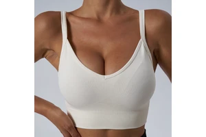 Push up Yoga V Neck Fitness Backless Sports Cross Back Activewear Workout Thin Strap Gym Bra for Women