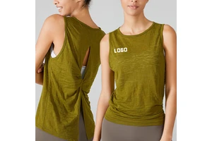 Women's Sexy Sleeveless Yoga Vest XS Size Multi-Color Custom Logo Embroidery Breathable Knitted Gym T-Shirt Loose Fashion Single