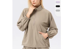 2026 Women Long Sleeve Yoga Half Zipper Tops Quick Dry Pullover Shirts Strings Running Fitness Shirts Breathable Sports Wear