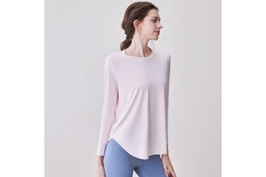 Ladies Casual Long Sleeve T-Shirt Custom Logo Lightweight Eco-Friendly Four-Way Stretch Quick Dry Gym Tops for Yoga Breathable