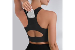 High Quality Women Sports Bras Vest Push up Nude Bra With Phone Pocket High Elastic Skin Friendly Breathable Gym Yoga Bra