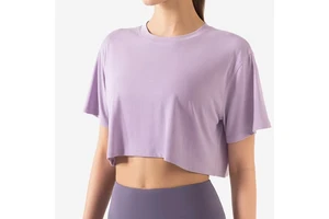 Hot Selling Women's Fitness Workout Short Sleeve Crop Tops Yoga T Shirt Casual Athletic Running Sports Shirts